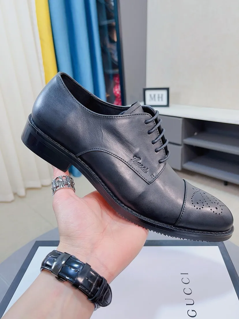 Men's Men's Shoes 💰458🌹🌹【GUCCI】The most popular classic Gucci leather shoes. Synchronized with the official website, the upper is made of Italian open-sided pig➕cow leather lining, with unique brand and unique craftsmanship. Highlighting the hot style of the new year. Stop hesitating, stop wandering, get it now. Number: 38--44, 45 46 can be customized
